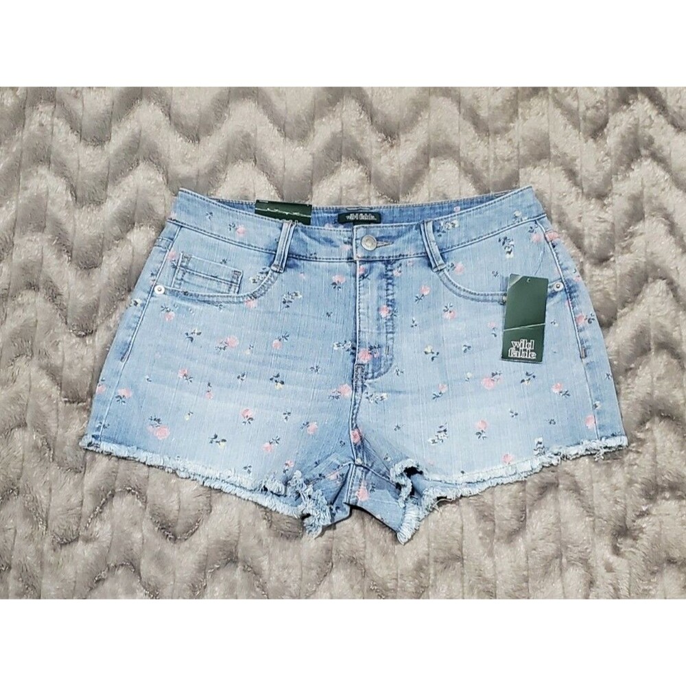 Wild Fable Womens Size 6 Pink Flower Denim Cut Off High Rise Shorts NWT